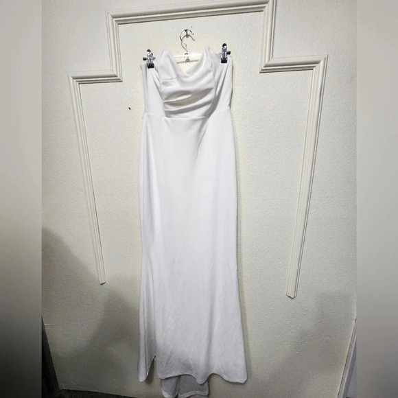 Lulus Iconic Arrival White Mesh Strapless Bustier Mermaid Maxi Dress Wedding - Picture 6 of 10